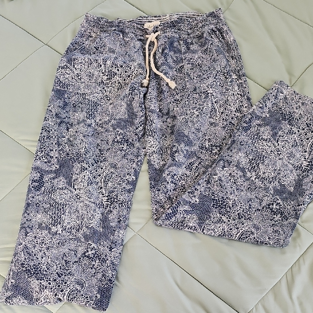 Blue and White Patterned Pants